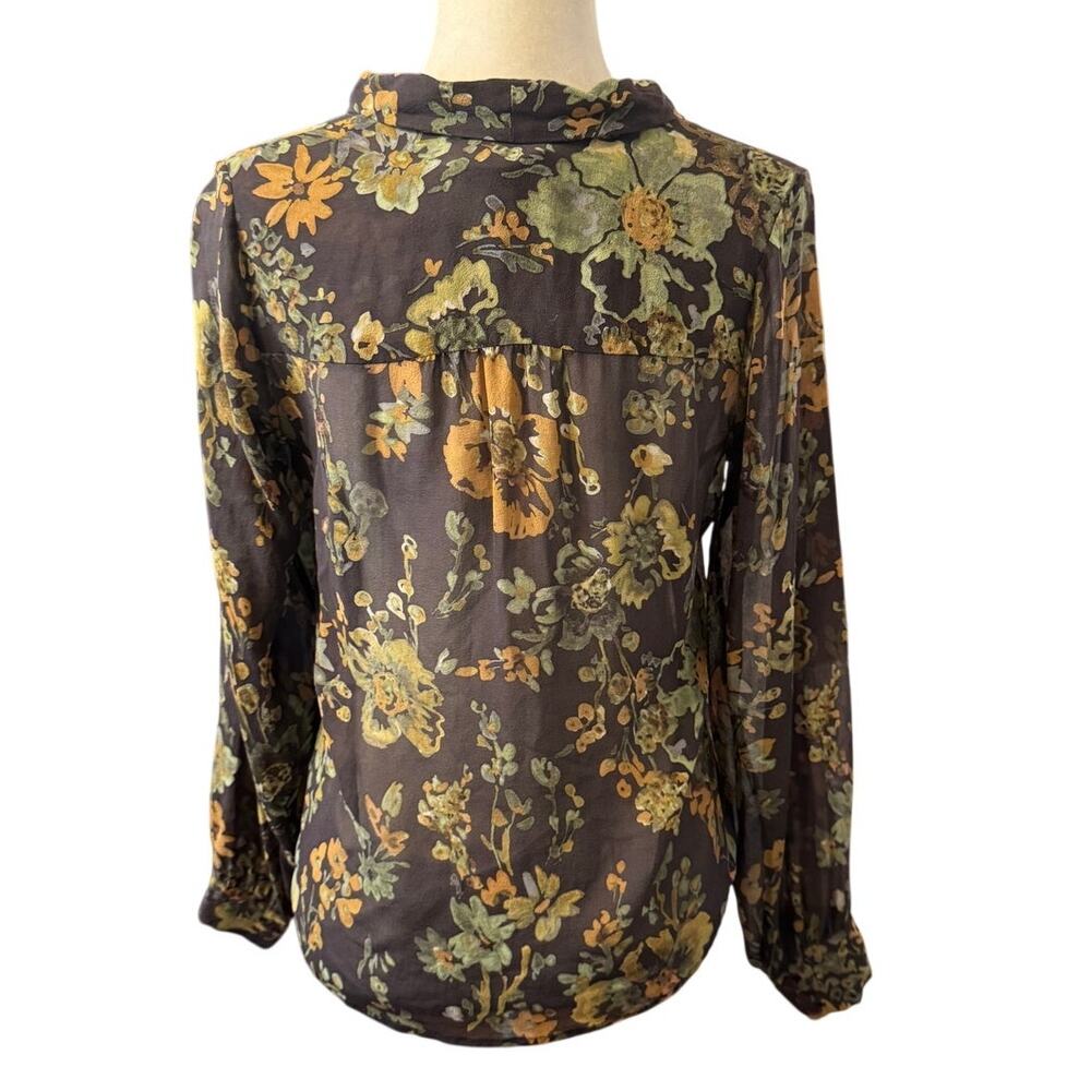 Pendleton Sheer Fall Floral Silk Button Front Blo… - image 4